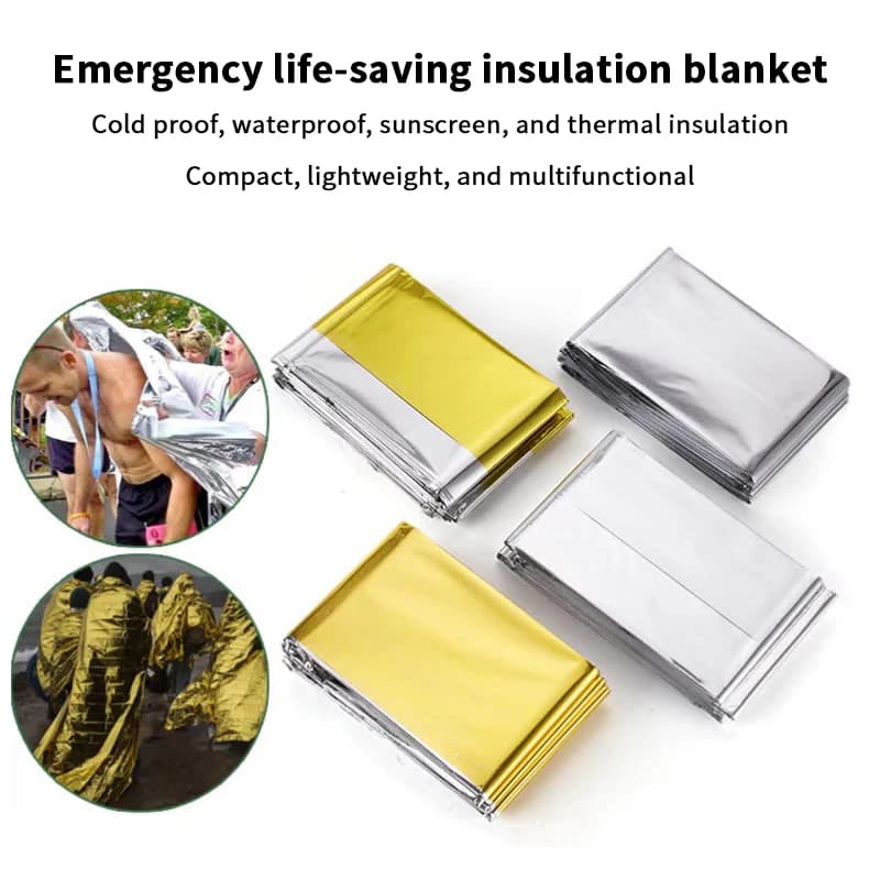 Coperta di Emergenza Termica Riflettente Impermeabile per Campeggio Escursionismo Primo Soccorso Mantenimento del Calore all'Aperto