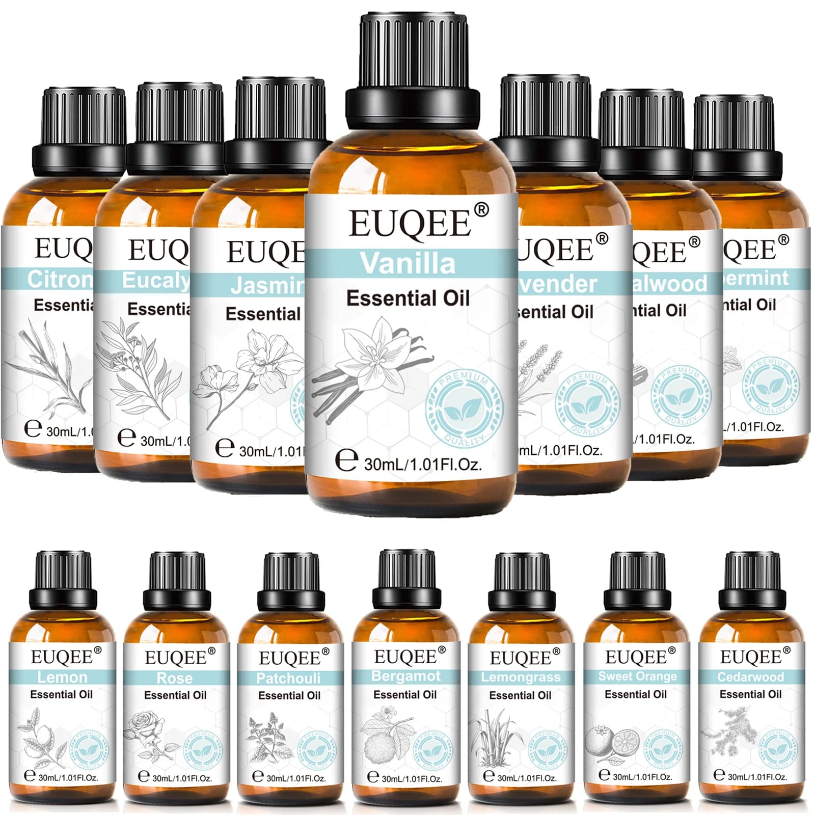 30ML Pure Essential Oil Vanilla Lavender Mint Rose for Aromatherapy Humidifier Scent Candle Frankincense Patchouli Fragrance Oil