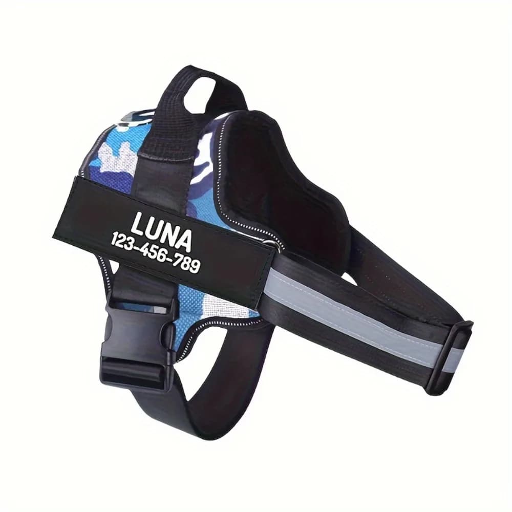 Custom No-Pull Dog Harness with Name & Phone ID, Heavy-Duty Reflective Vest Harness for Small Medium Large Dogs Training Walking