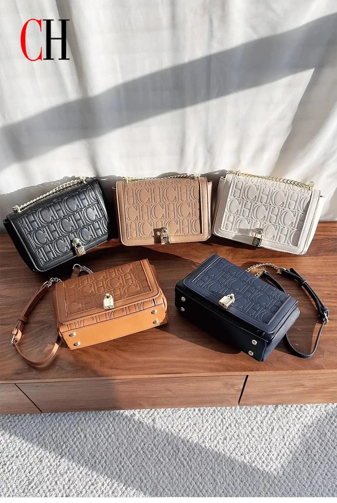 Borsa a tracolla da donna di fascia alta squisita con design a lucchetto in metallo di marca CH Borsa a catena stampata con lettera in tinta unita Borsa a tracolla da donna