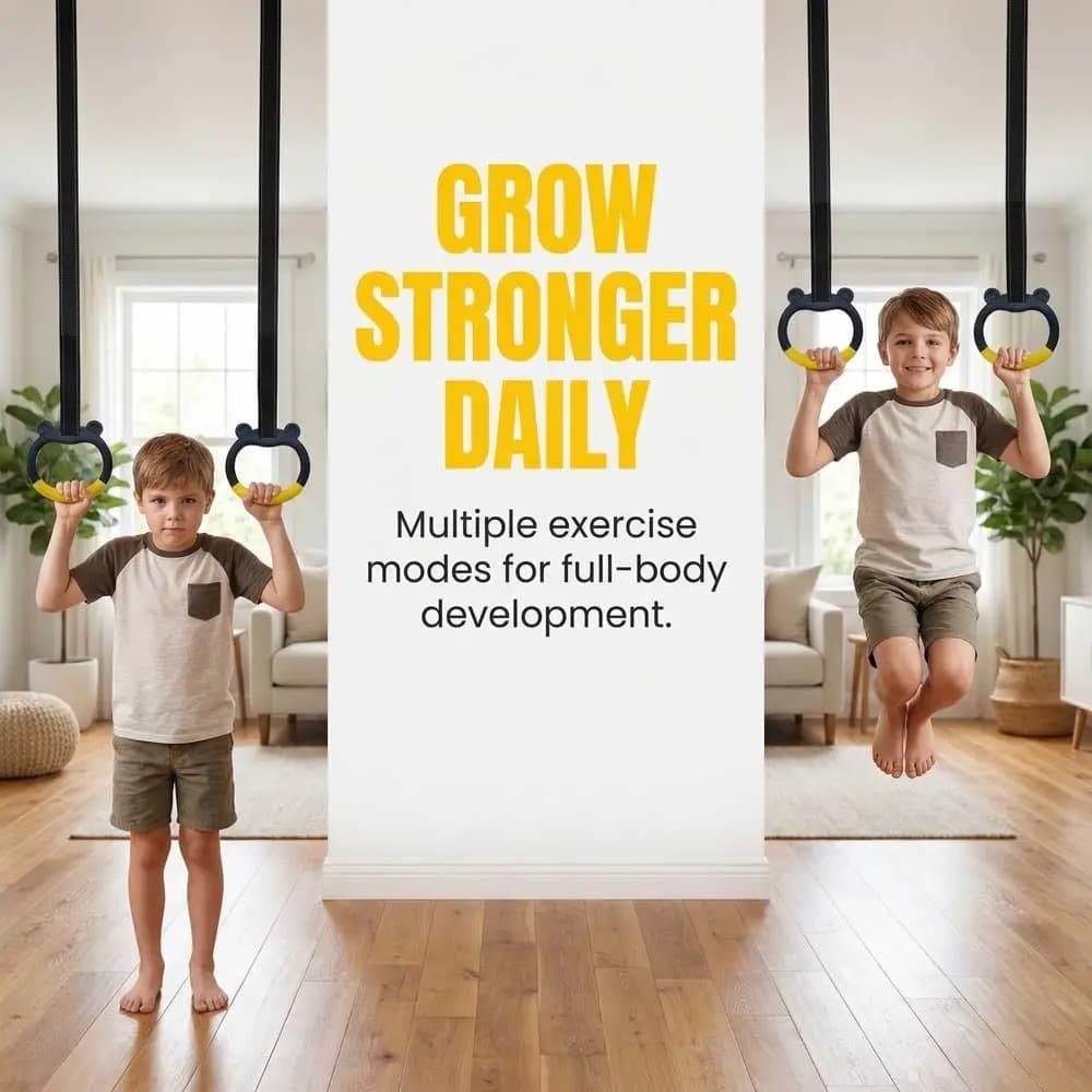 With Straps Gymnastic Rings Non-Slip Adjustable Straps Pull Up Bar Comfortable Durable Fitness Exercise Ring Fitness Training