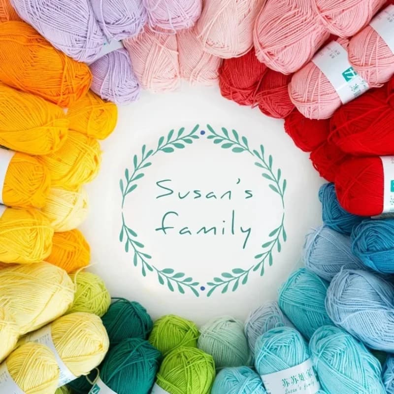 Susan's Family 96 colors cotton yarn 50 g/120 m/roll 4 layers of combed cotton and hand-worked acrylic fiber threads to knit and crochet