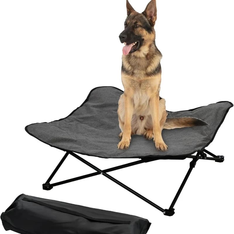 Dog bed raised cot for raised pets portable foldable dog bed for inside padded transport bag included camping trip for pets