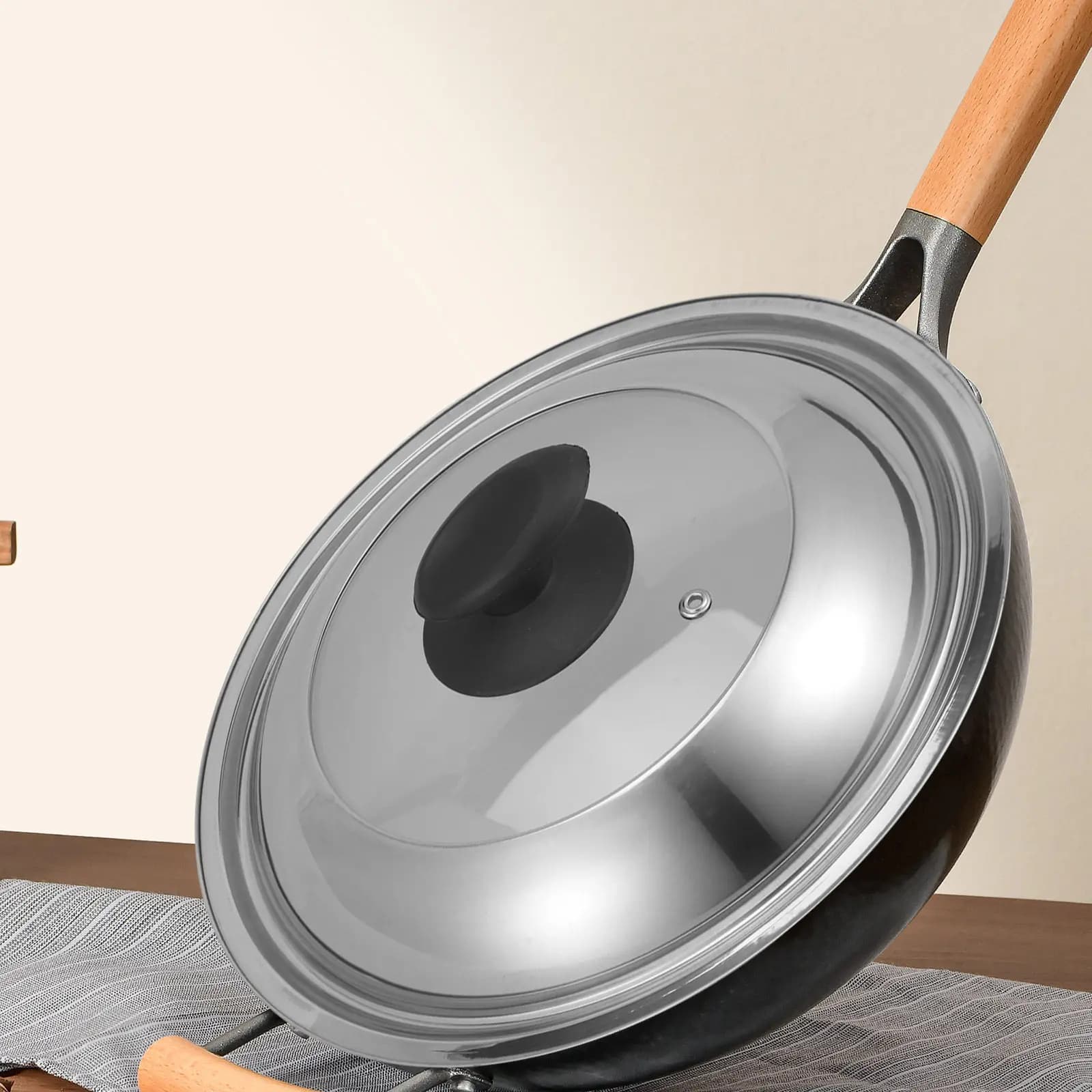 Coperchio Multifunzionale in Acciaio Inox e Vetro per Pentole, Ideale per Saltare in Padella, Bollire Zuppe e Cucinare Porridge, Adatto a Tutte le Pentole e Padelle