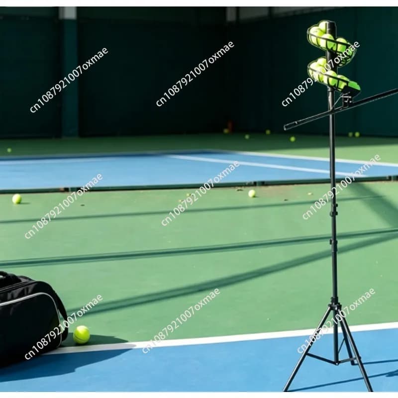 Adjustable Speed & Height Automatic Tennis Ball Feeder Machine, Tennis Swing Practice Training Launcher