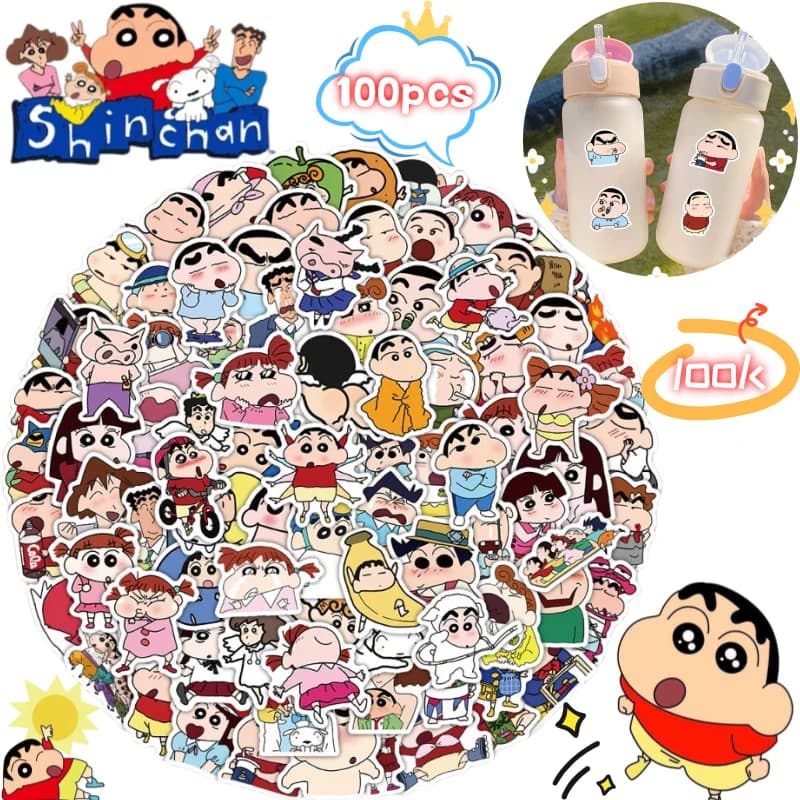 New Crayon Shin-chan Sakurada Nene 100 stickers high-quality cartoon prints student notebook water cup DIY waterproof decals