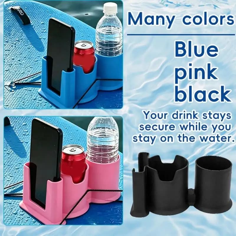 Portabicchieri doppio con supporto per telefono per paddle board kayak canoe accessori per sport acquatici staffa portabevande