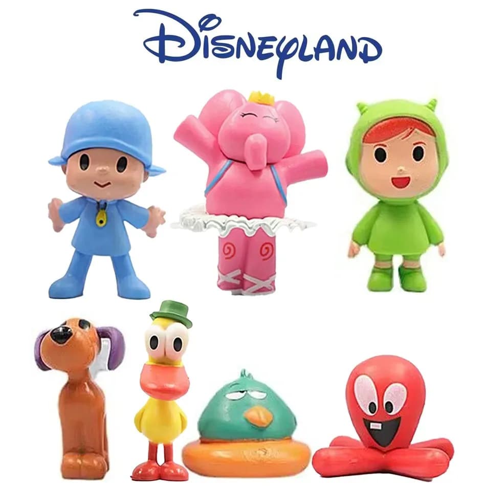 Set di 7 Pezzi Pocoyo, Giocattoli Animali, Modellini di Uccelli, Anatre, Elefanti, Ornamenti per Scene, Figure in PVC di Cartoni Animati Carini