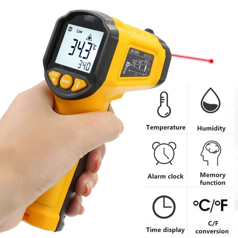 Pistola termometro digitale a infrarossi portatile senza contatto per cottura, barbecue, forno per pizza, 58 ℉ ~1022 ℉ (-50 ℃ ~600 ℃