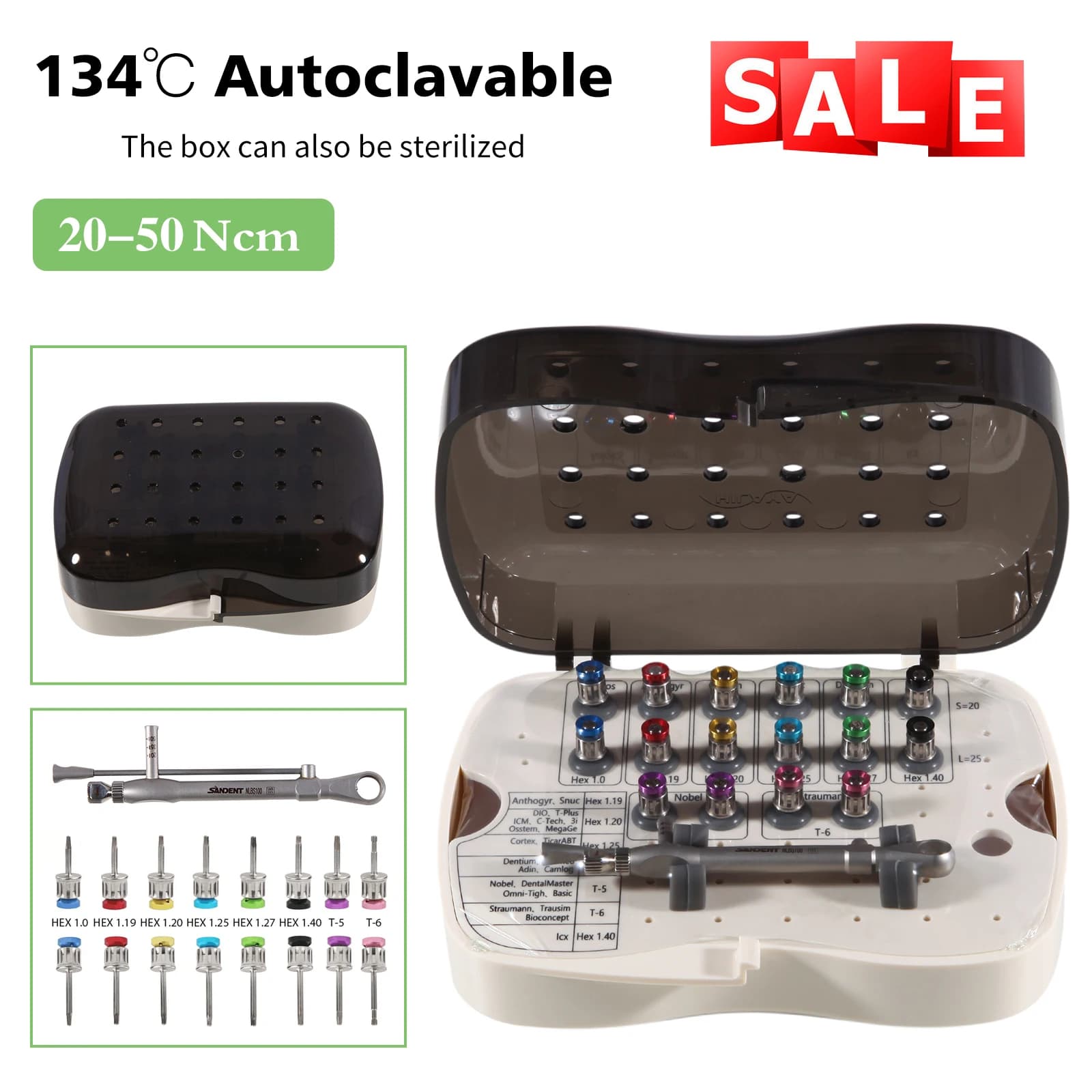 Dental Torque Wrench Ratchet Implant Instrument Tools set of 16 Screwdriver Hand Drivers Universal Prosthetic Kit