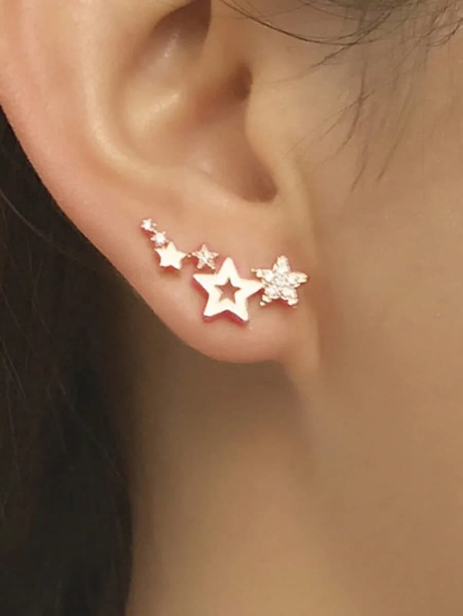 1 pair stylish minimalist star-shaped zirconia earrings for women elegant lightweight fashion accessories