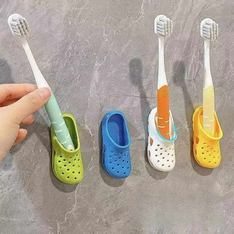 6/8pcs Mini hole slipper toothbrush holder, no punching, no nailing, back adhesive wall mounted cartoon toothbrush storage rack