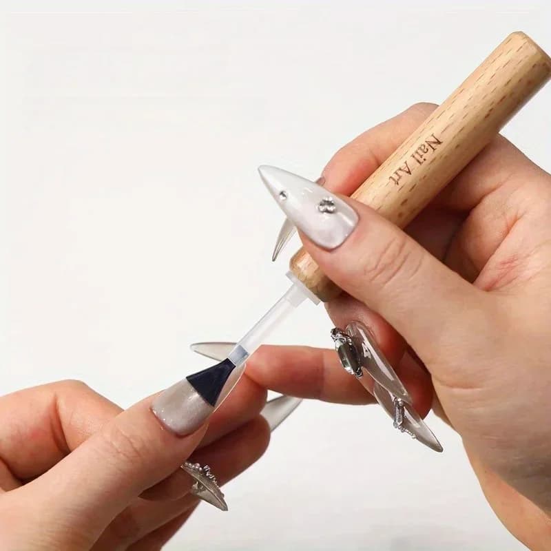 Nuovo Set Professionale di Pennelli per Nail Art con Impugnatura in Legno Staccabile - Pennelli Multifunzionali per Smalto, Strumenti per Nail Art