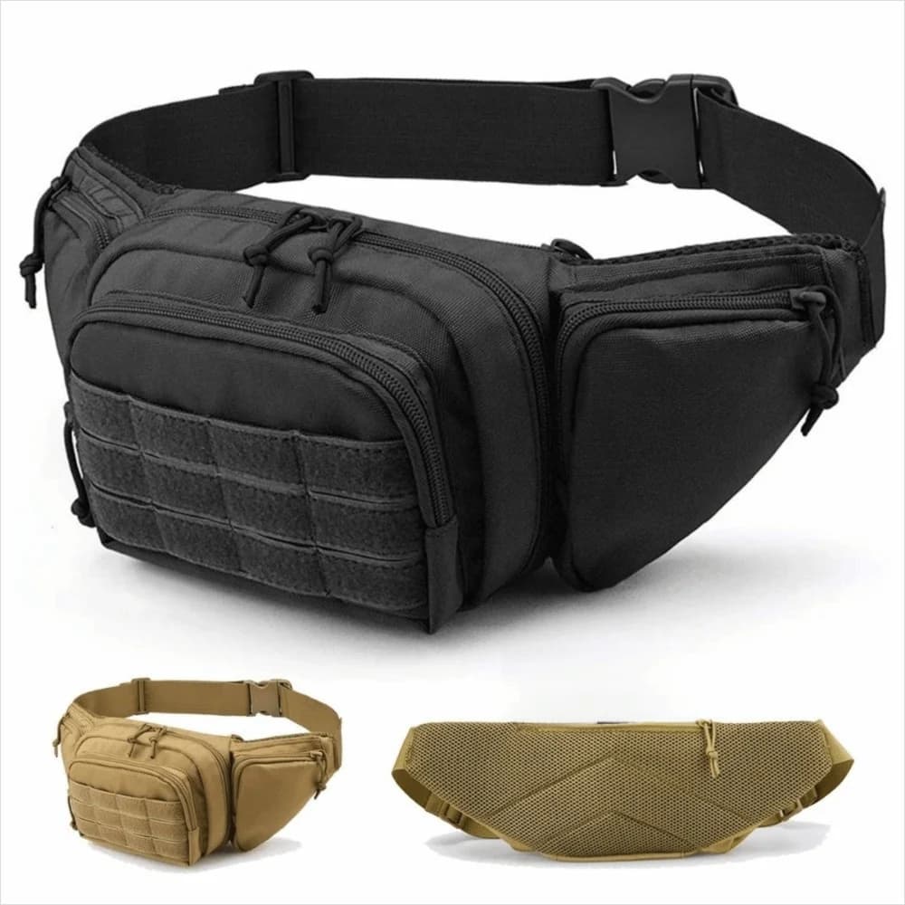 New Multi-Functional Waist Fanny Pack Lightweight Durable Belt Bag Zippered Pockets Adjustable Waist Belt Shoulder Bag Men Use