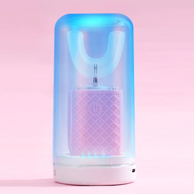 360 ° Rechargeable U Shape Electric Sonic Toothbrush for Kids Silicone Toothbrush Intelligent Timer Blue Light IPX7