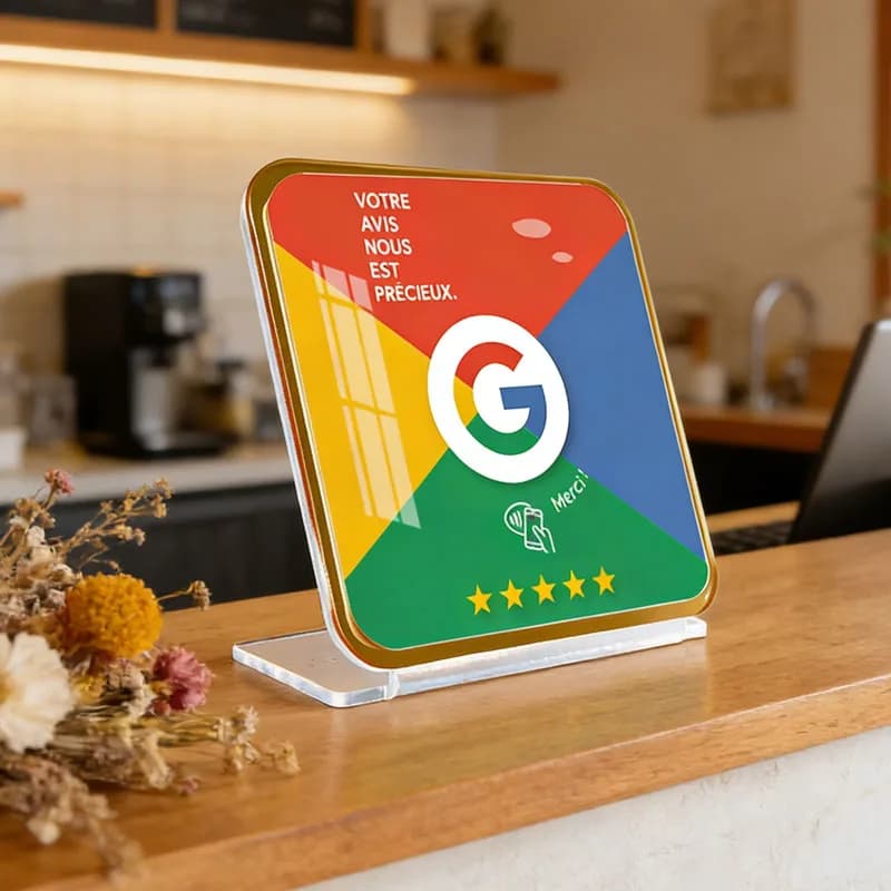 Scrittura francese NFC Revisione Google Stand Placca Display Aumenta le tue recensioni di Google Link rapido semplice per revisione