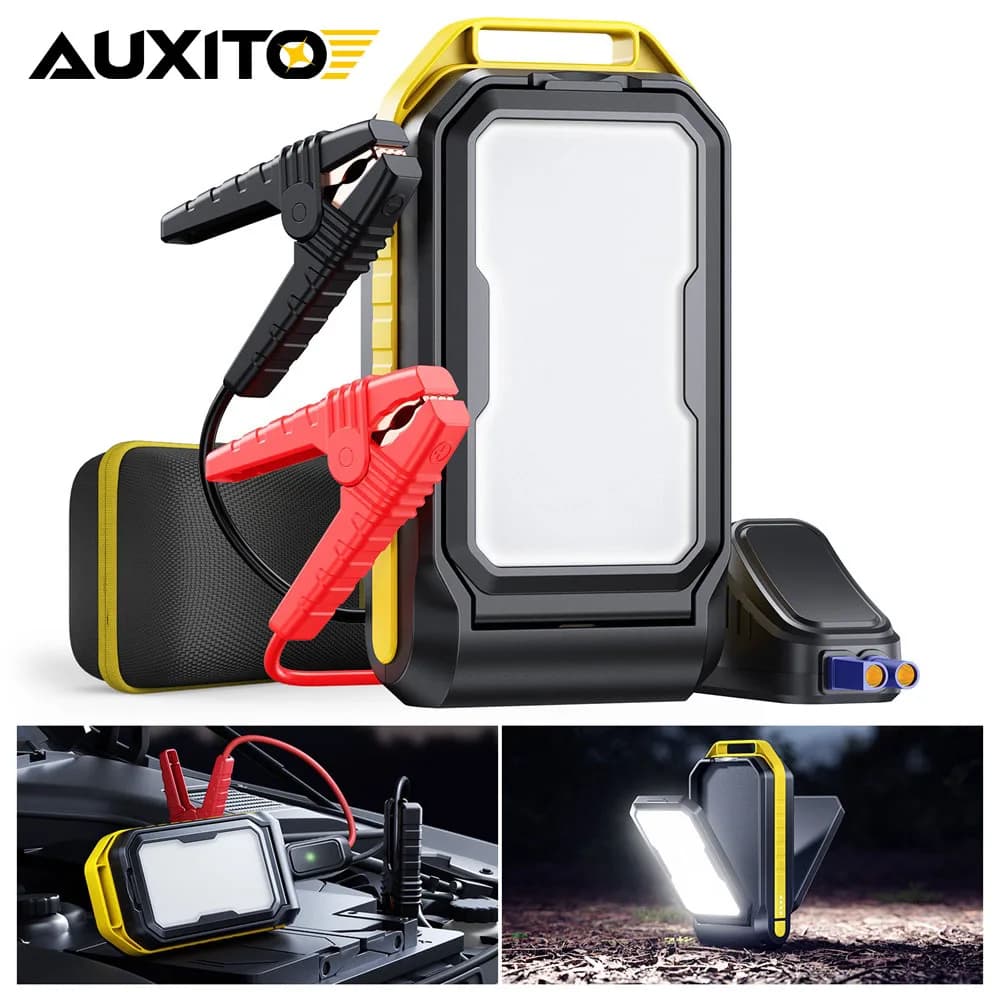 AUXITO 1Set 12000mAh Jump Starter con 4000LM LED Luce da campeggio esterna Start-up Alimentatore Caricatore portatile 6000A 12V