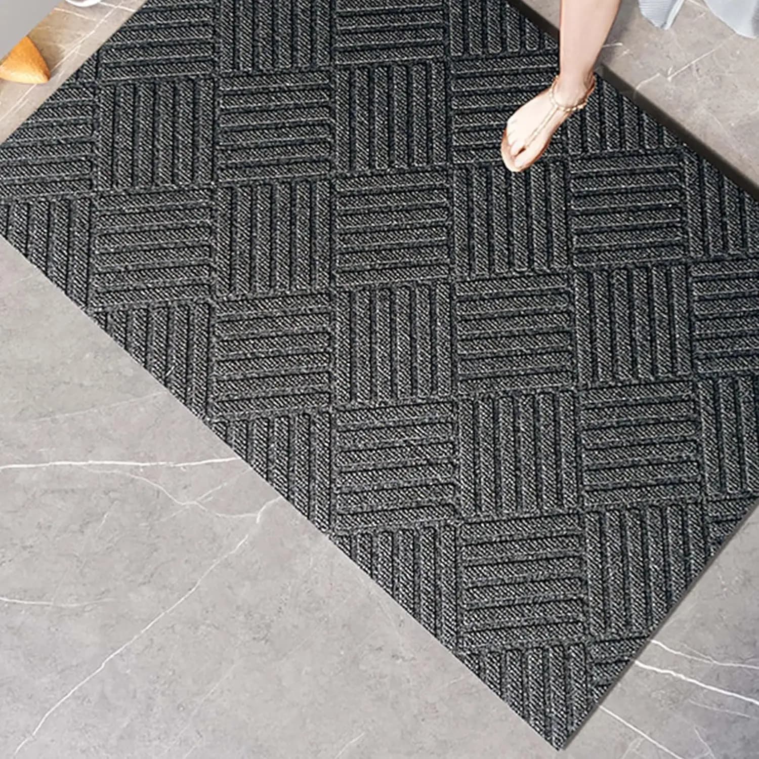 Commercial Front Door Mat 3'11" x 2'8", Non-Slip Indoor Outdoor Doormat, Heavy Duty Runner Rug for Entrance, Porch, Patio, Ga