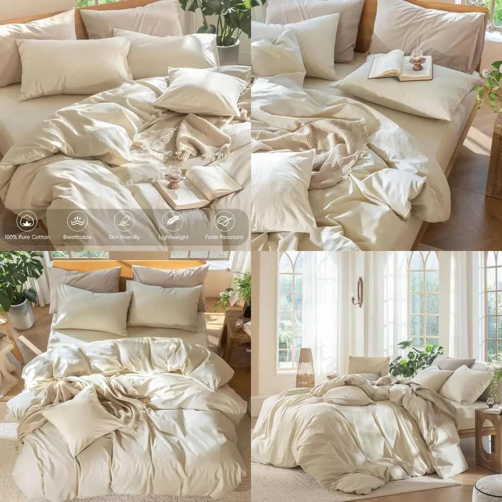 Set copripiumino in cotone e lino Alaska King grigio mandorla, 132x120, morbido e traspirante