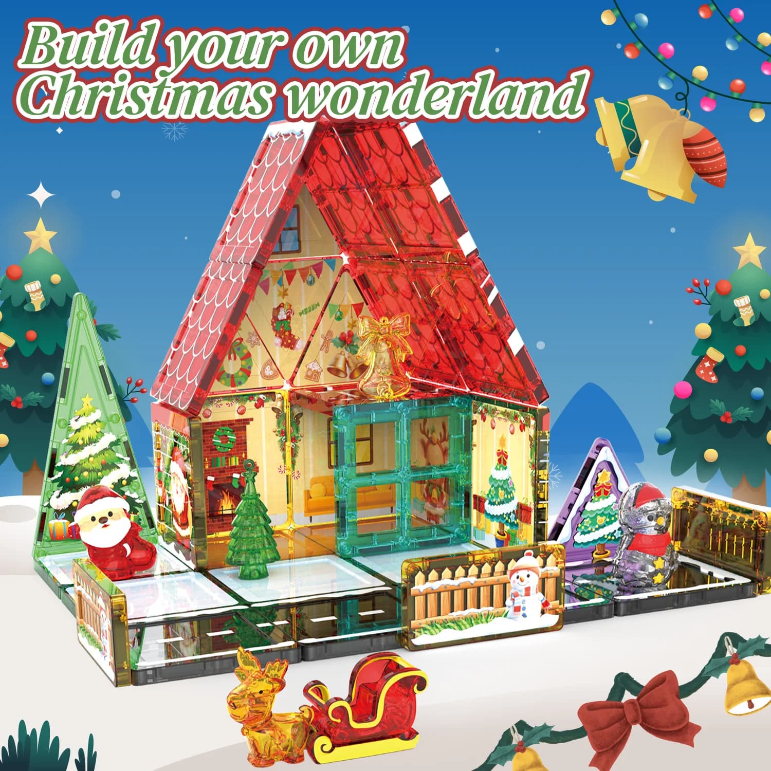 Color window magnetic sheet building block Christmas gift DIY puzzle three-dimensional puzzle children's educational toys