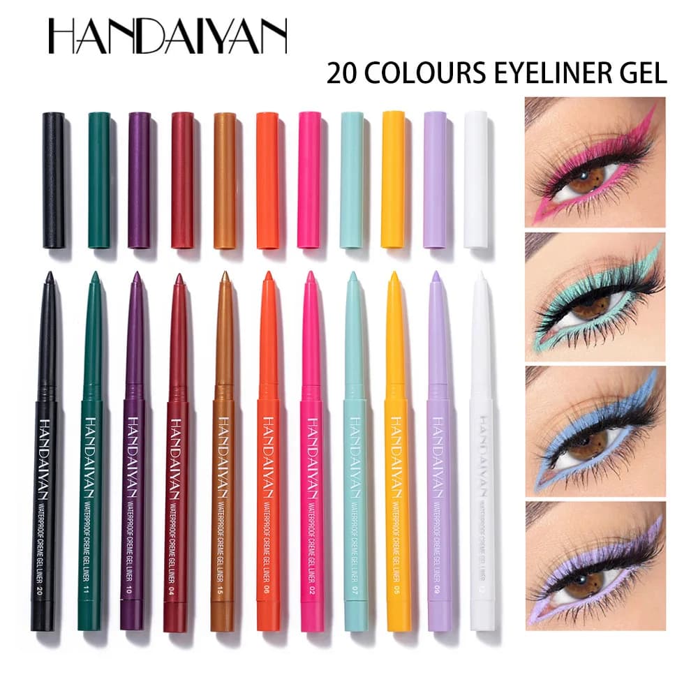 HANDAIYAN Matita Eyeliner Colorata Opaca in Crema Lunga Durata, Gel Eyeliner a Matita, Facile da Applicare, Cosmetici Bianco Giallo Blu Viola