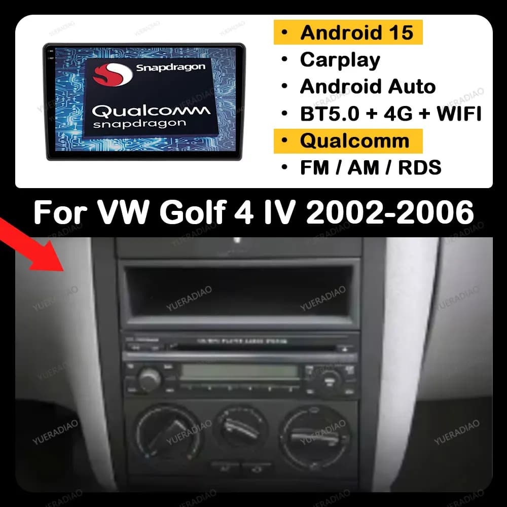 Android 15 Autoradio Per Volkswagen VW Golf 4 IV Jetta MK4 Classici Lettore Video Multimediale Carplay Android Auto GPS NAVI 4G DSP