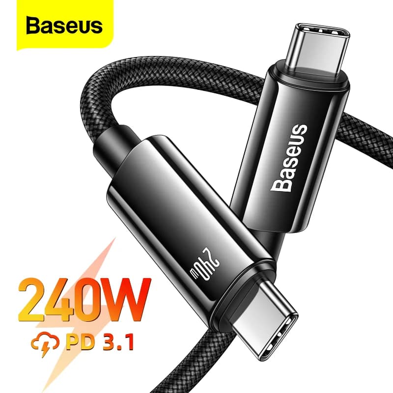 Baseus Cavo USB C da 240 W PD3.1 per MacBook Pro Samsung Xiaomi POCO Cavo da USB C a USB Tipo C PD Cavo USBC a ricarica rapida 48V5A