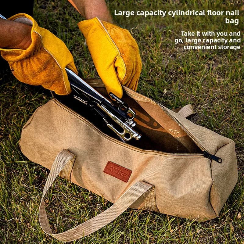 Borsa Cilindrica per Campeggio, Borsa Portatile per Pali da Tenda e Corde Antivento, Custodia Cilindrica per Accessori e Attrezzi da Campeggio