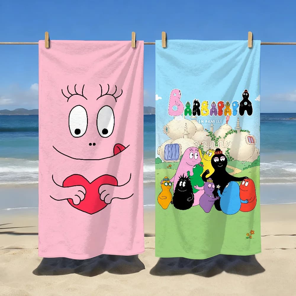 Simpatico asciugamano cartone animato B-Barbapapa, morbido regalo per la piscina, per viaggi, palestra, doccia, campeggio, asciugatura rapida, sport, grande telo mare