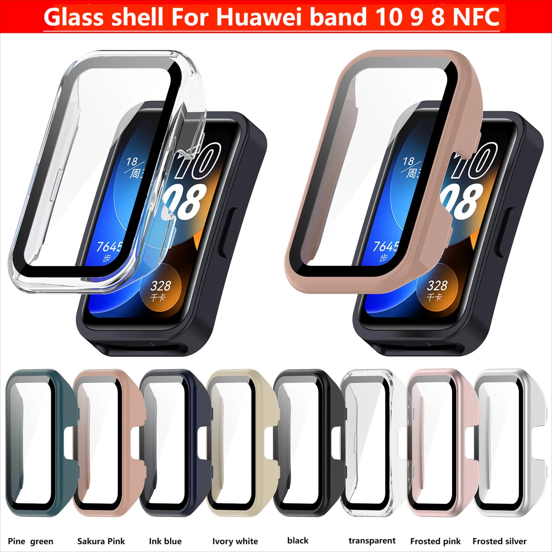 Guscio in vetro per Huawei band 10 custodia protettiva per schermo paraurti per Huawei band10 9 8 accessori cover NFC