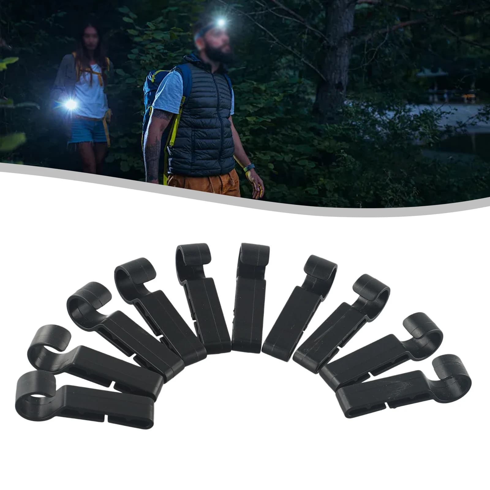 10 X clip per casco in plastica faro elmetto protettivo tappo di sicurezza gancio morsetto per luce frontale set nero gancio per cappuccio di sicurezza antiscivolo strumento esterno