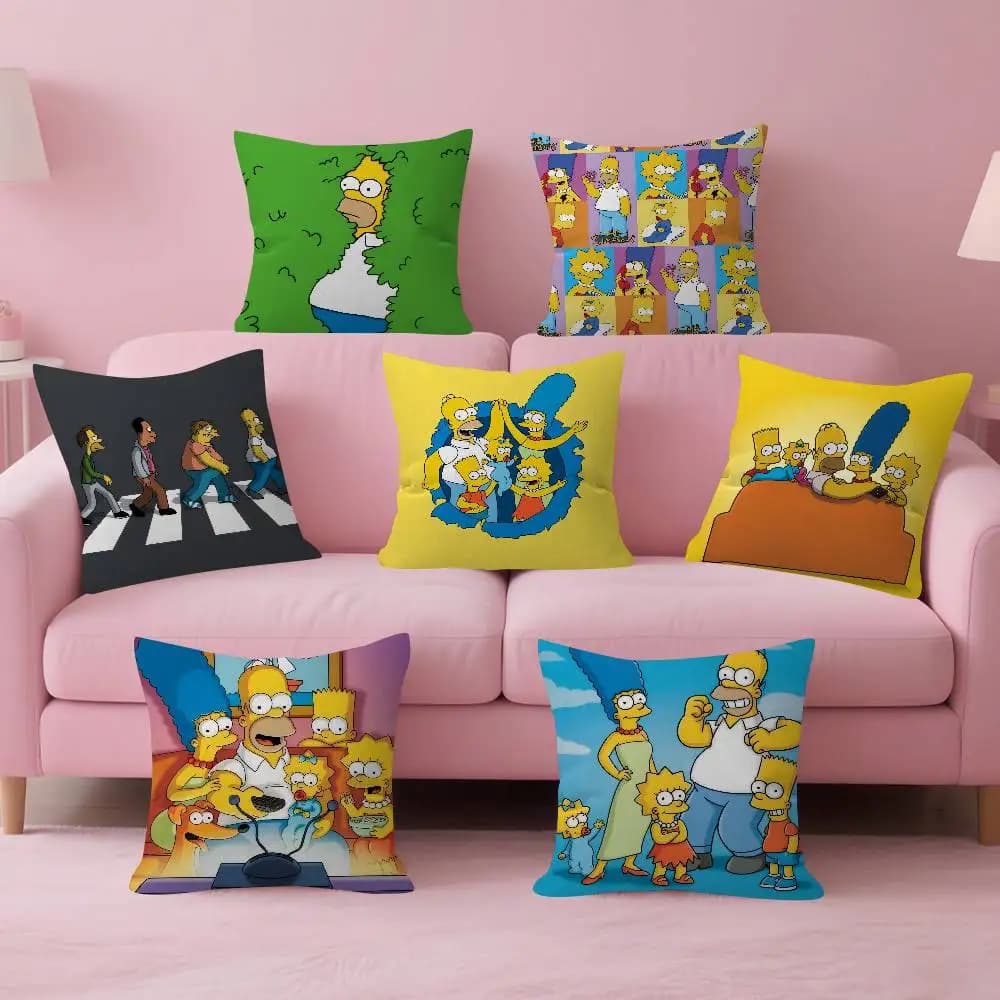 Cartoon The Movie S-Simpsons - Fodera per cuscino decorativa per divano, decorazioni per la casa, federe per cuscini