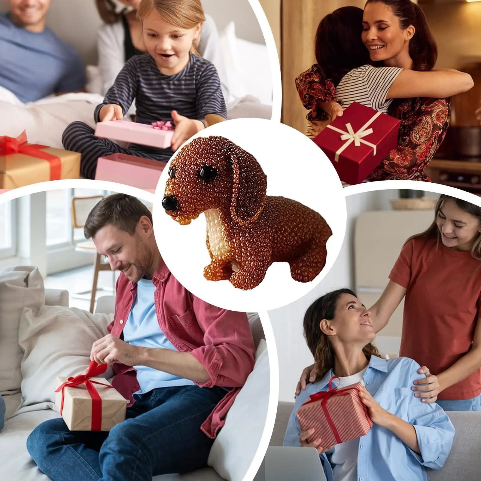 Set artigianale per ricamo con perline Kit per ricamo con perline per cani 3D per principianti Creazione completa di accessori artistici per cucire per la realizzazione di ornamenti