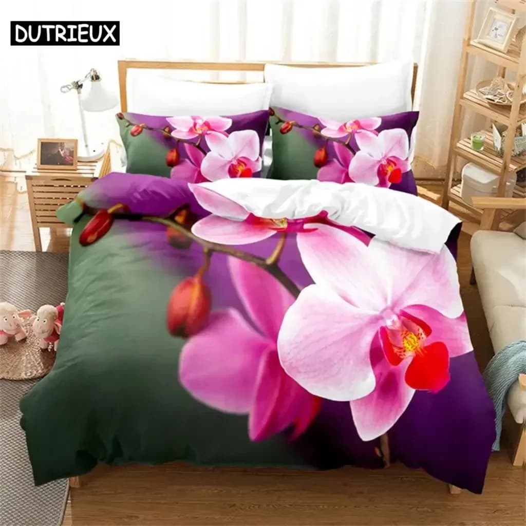 Luxury new 3D printing flowers pink comfortable duvet cover pillow set bed linen decoration bedroom for children textiles for home