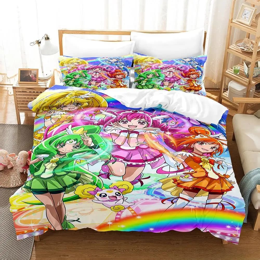 Smile PreCure! Set of bedding Set single bed Queen King Size Set of baby bed for adults 3D Print anime Kawaii