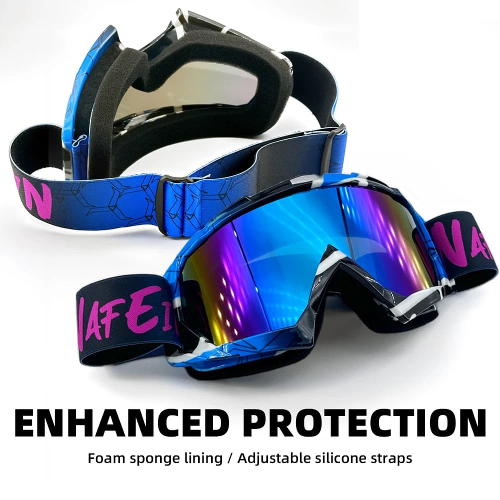 Occhiali da motocross viola Equitazione Sci UV400 Occhiali da moto da uomo MX Ciclismo per motocicli Bici da montagna Biciclette MX ATV