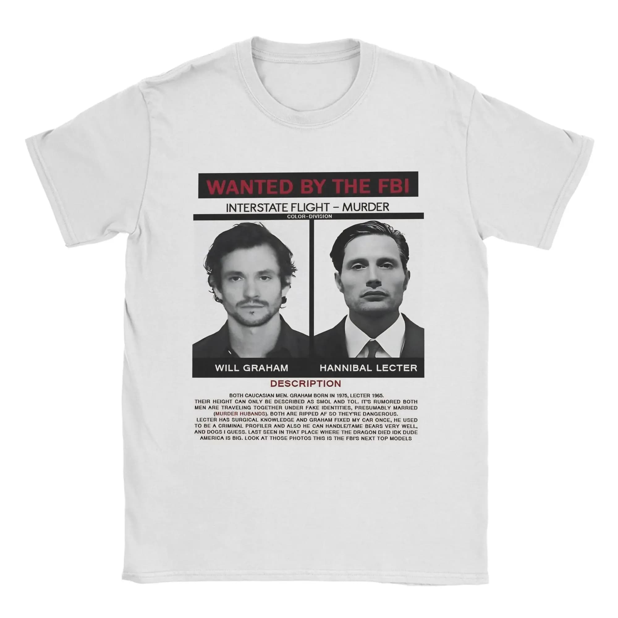 Priting Hannibal lecter e Will Graham voleva poster T-shirt 100% cotone manica corta Mads Mikkelsen Summer Tops Camicie