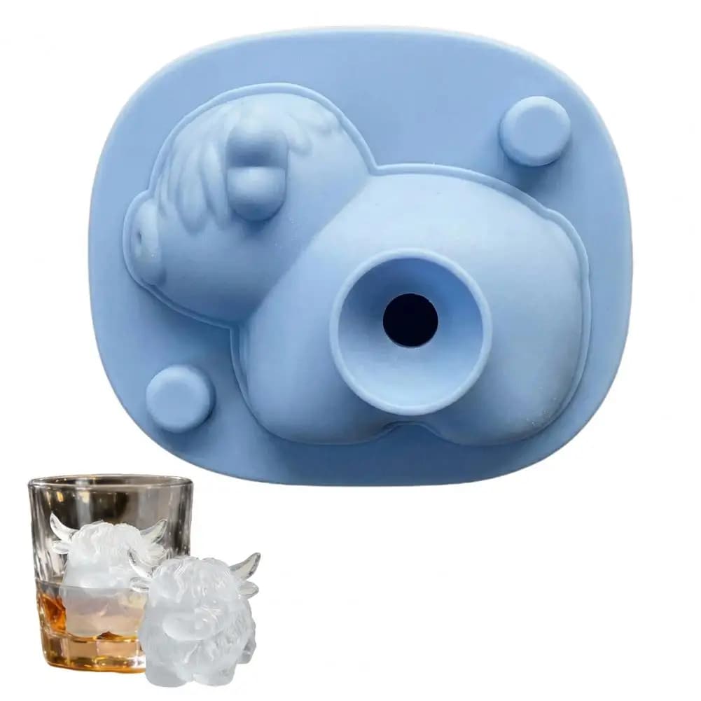 Stampo per Cubetti di Ghiaccio a Forma di Mucca in Silicone, Flessibile e di Grado Alimentare, Mini Stampo 3D a Forma di Mucca delle Highland per Whisky e Bevande