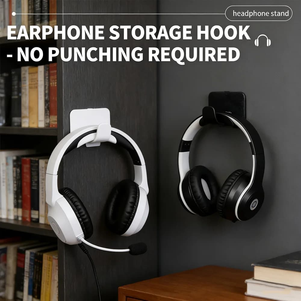 Supporto adesivo per cuffie Gancio per cuffie senza trapano per rack di archiviazione multiuso per auricolari Bluetooth over-ear