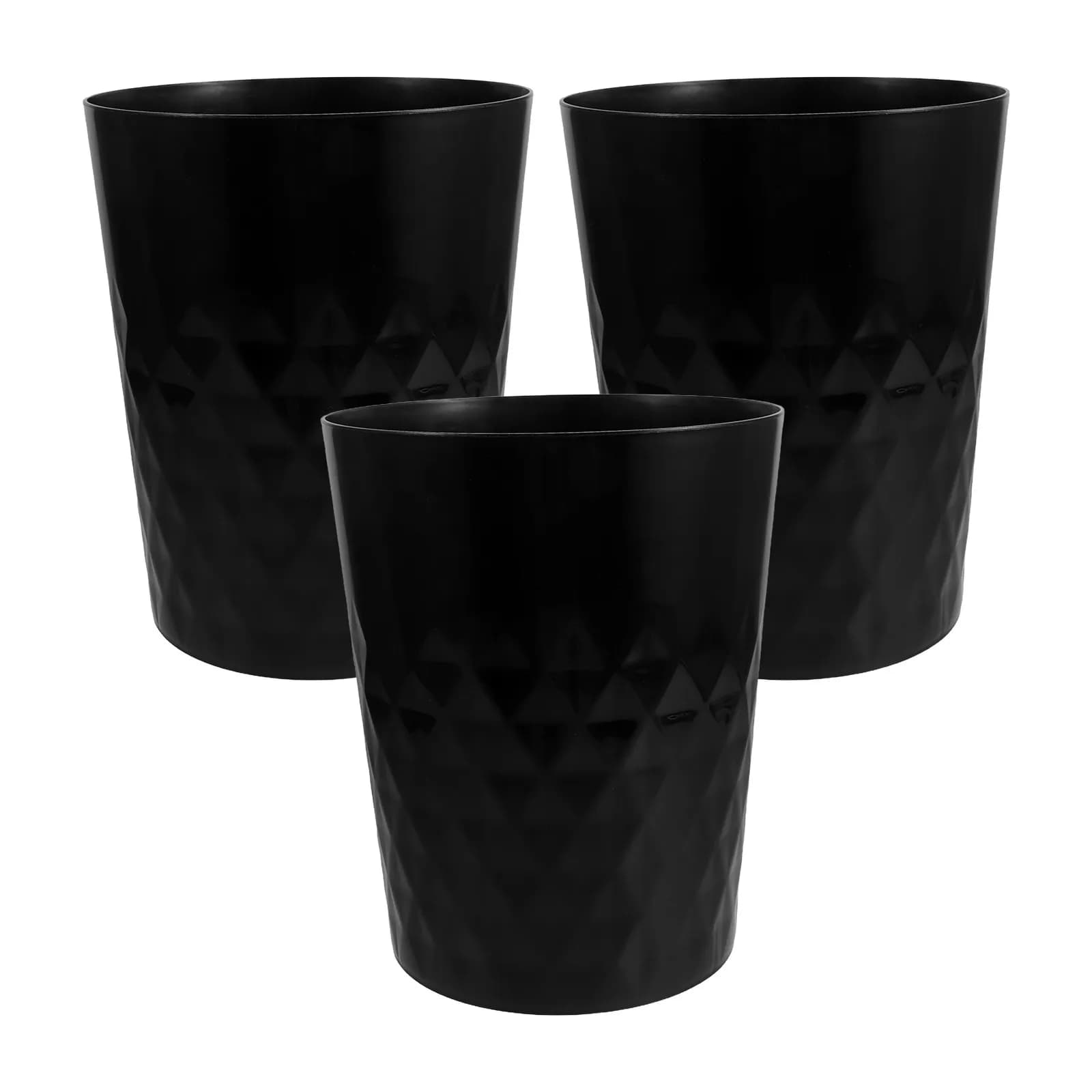3Pcs Bathroom Trash Bin Garbage Can Kitchen Desk Waste Baskets Trashcan Black Plastic Wastebasket For Living Room Bedroom Office