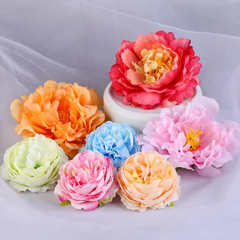 Chinese Hanfu Hair Accessories Peony Flowers Silk Flower Hairclips Barrette Tang Dynasty Costume Deco Headdress Hairpin tiara