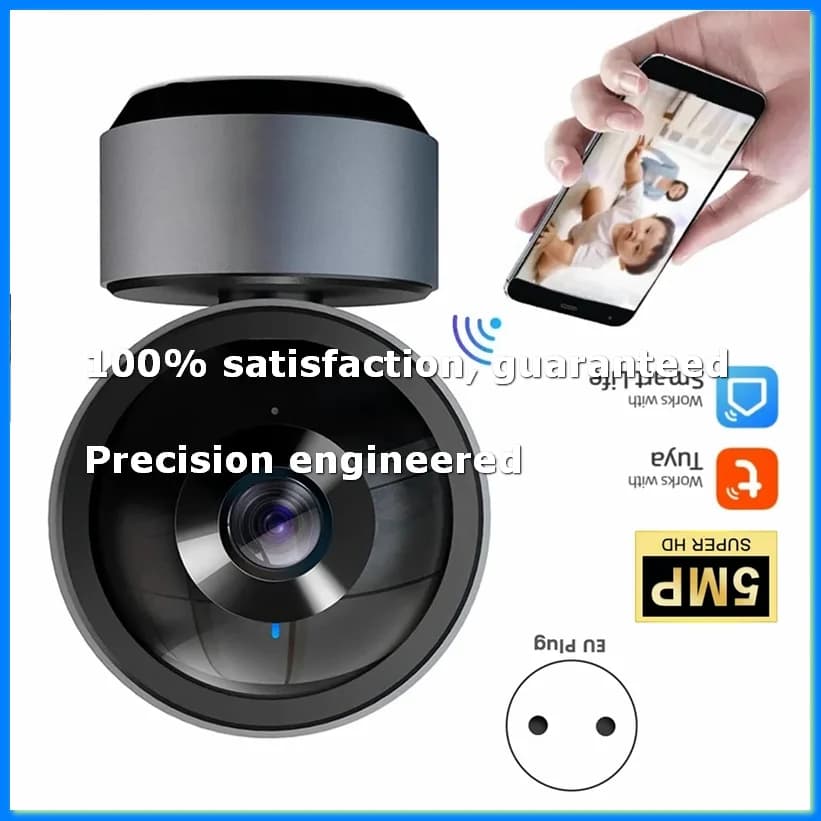 Telecamera IP Tuya 5MP WIFI, Telecamera Smart Home HD con Visione Notturna, Audio Bidirezionale, Tracciamento Automatico, Cloud, Spina EU - ABVK