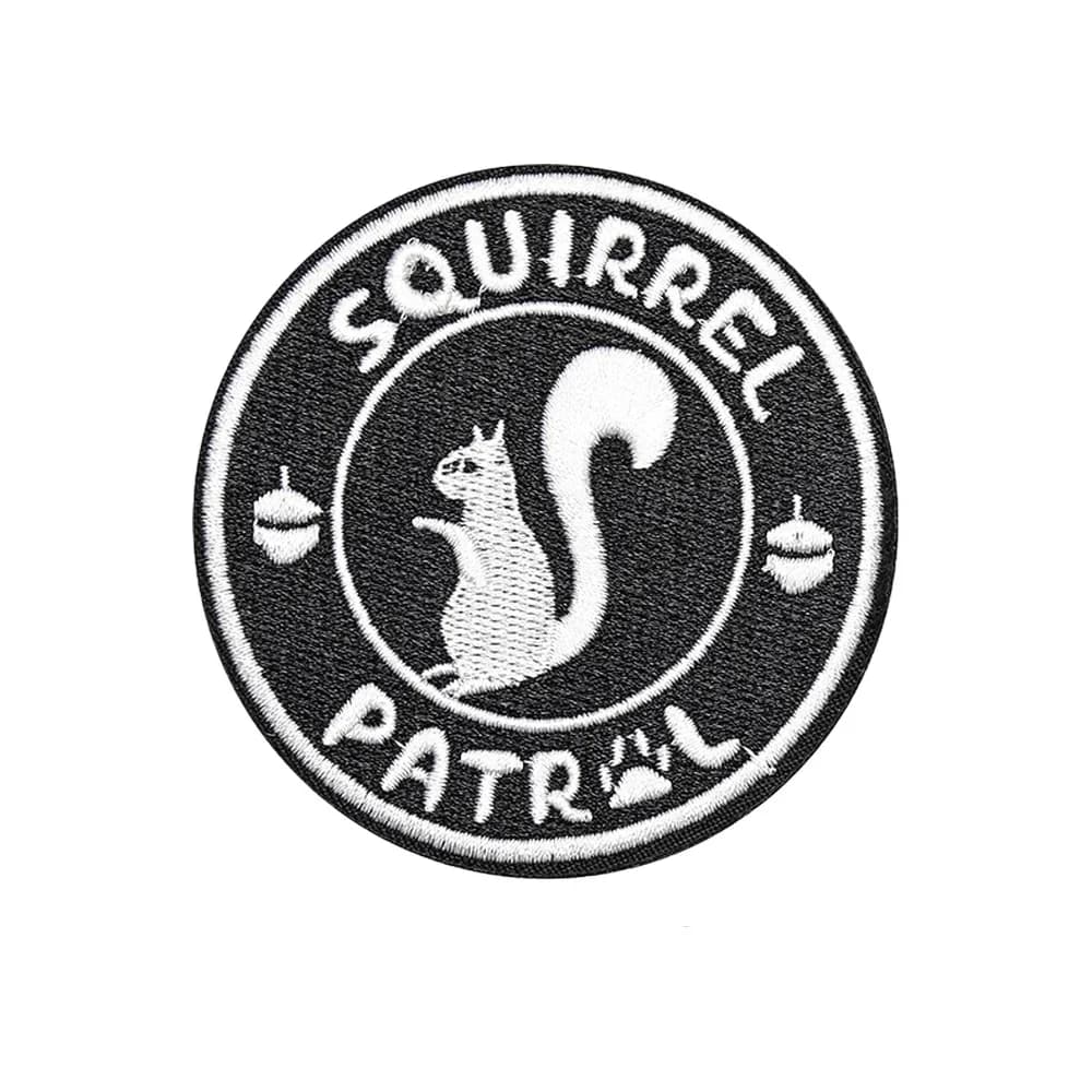 Squirrel Patrol Patch Quotes Tactical Meme Morale Fun Hook Loop Fastener Embroidered Badge for Jeans Cap Molle Backpack