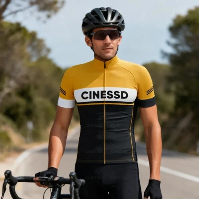 New CINESSD Breathable Short Sleeve Set Men's Summer Cycling Men's Clothing Cycling Top Men Bike Shorts Mtb Tute
