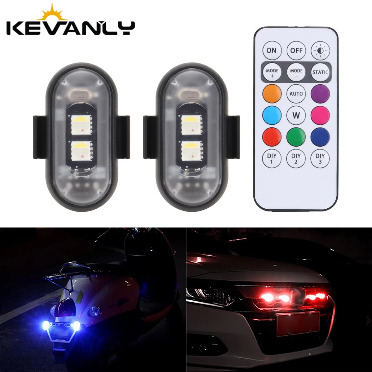 RGB Led Car Strobe Lights Motorcycle LED Flash Position Wireless Light Aircraft Airplane Helicopter Warning Lights Accessories