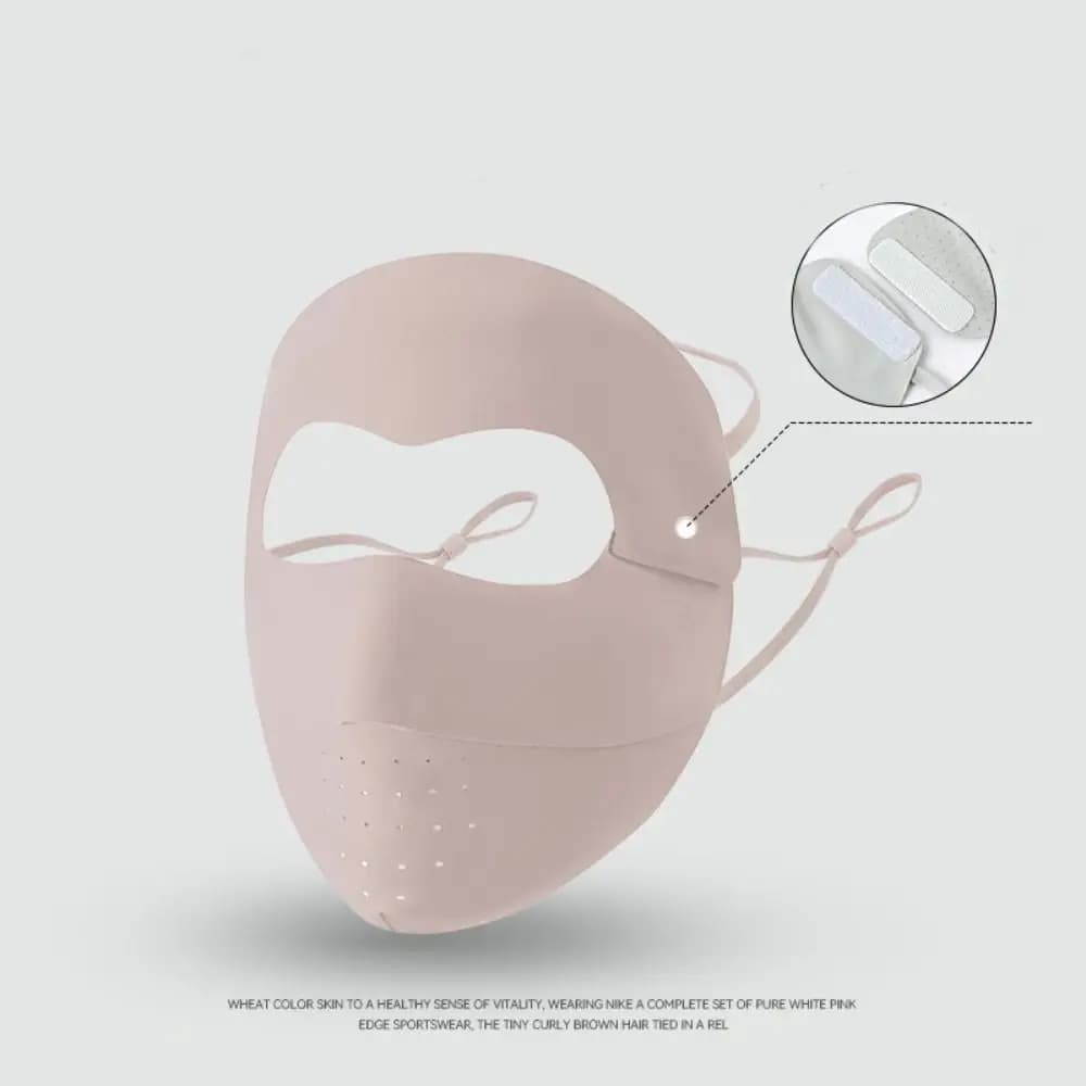 Maschera Estiva Regolabile in Seta Ghiacciata, Traspirante, Protezione Solare, Copertura Viso Monocolore Sottile, Sciarpa Parasole per Esterni