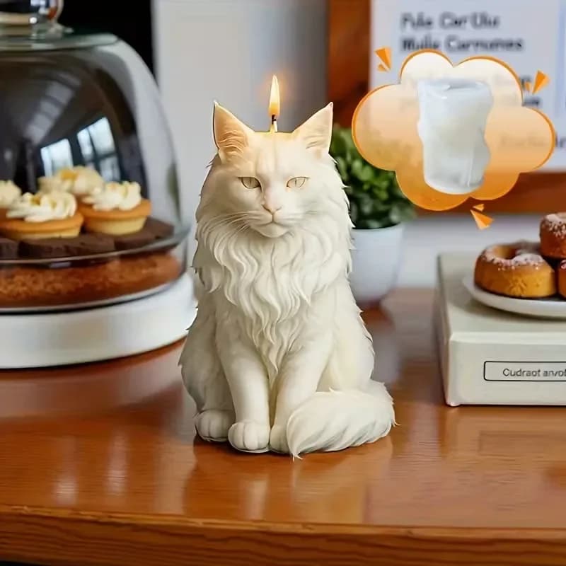 Stampo in Silicone a Forma di Gatto Maine Coon per Resina Aromatica, Sapone, Candele e Creazioni Fai-da-Te