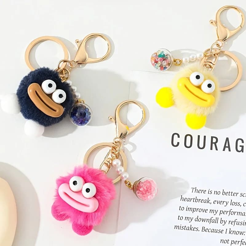 Cute Big Mouth Elf Plush Ball Keychain Pendant/Wallet/Backpack Handbag Additions/Keychain Additions/Mobile Phone Pendant/Couple Pendant/Suitable for Gifts to Family/Lovers/Friends/Birthdays/Parties/Valentine's Day Gifts