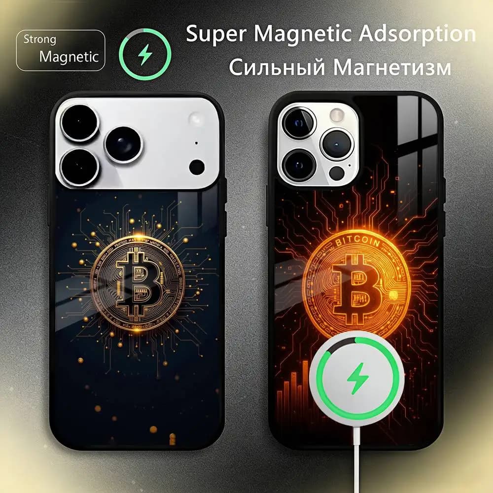 Virtual C-Currency B-Bitcoin Phone Case For IPhone17 16 15 14 13 12 11 Plus Pro Max Plus Wireless Charger Cover Funda