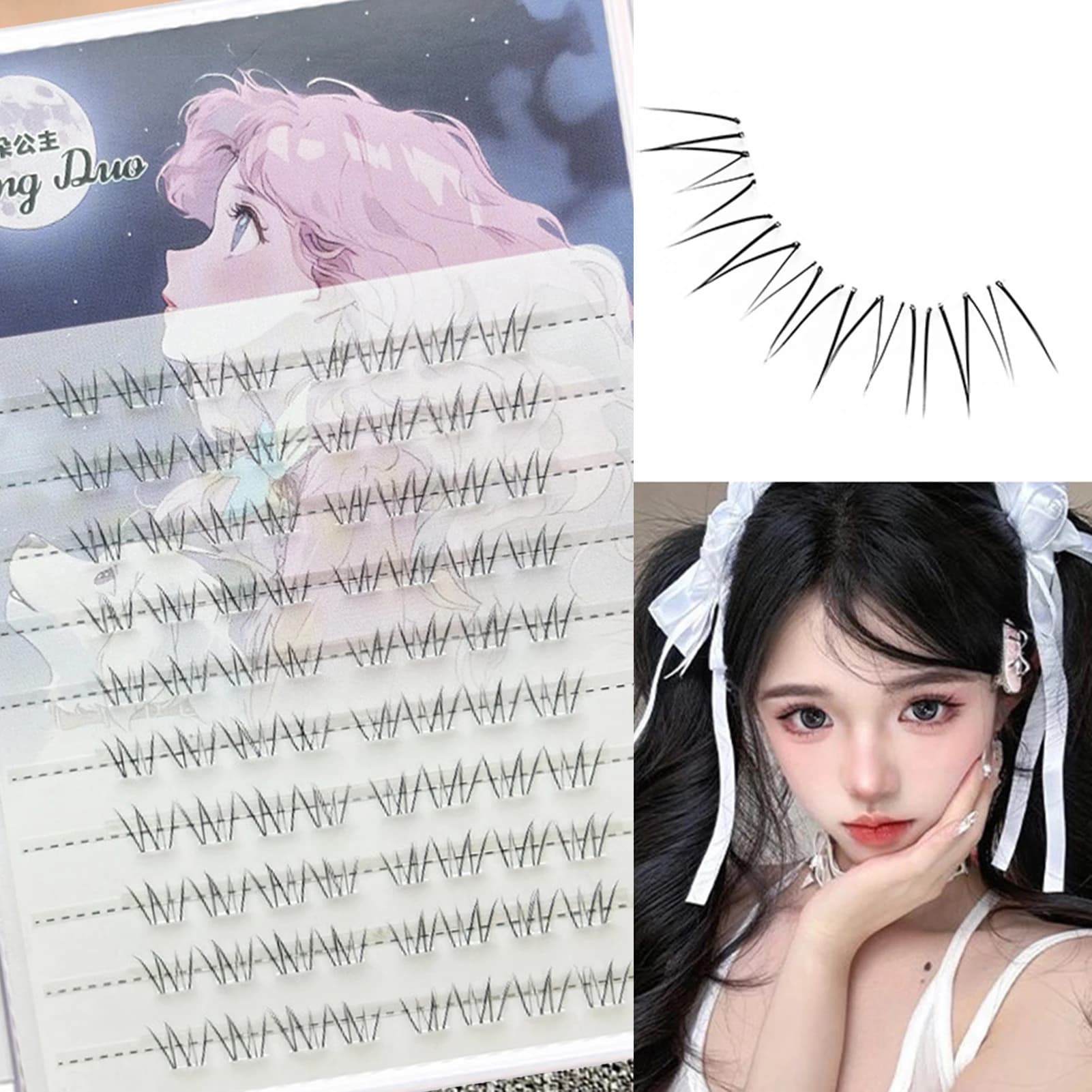 6/10 file Fairy of flowers Faux Eyelashes Lower Faux Transparent band Lower eyelashes Cluster Extension individual eyelashes Make-up for eyes